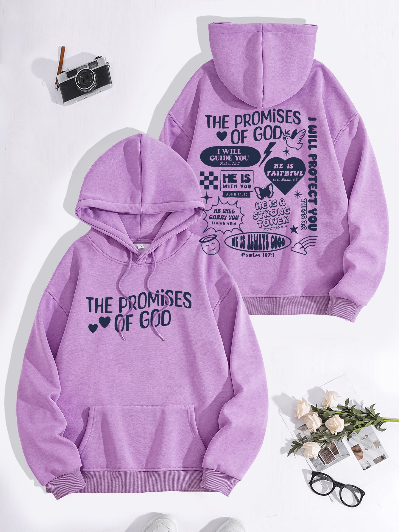 “Promises of God” Hoodie | Women’s Loose Fit Streetwear Pullover | Faith-Inspired Casual Wear