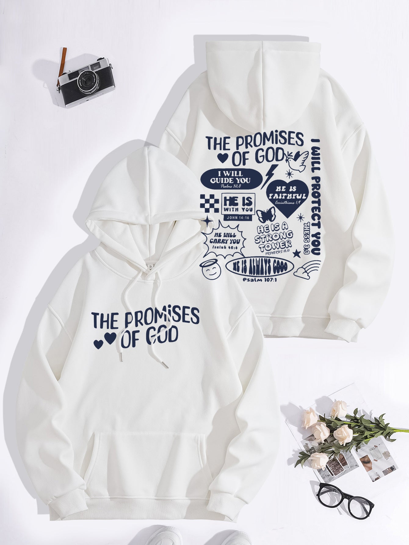 “Promises of God” Hoodie | Women’s Loose Fit Streetwear Pullover | Faith-Inspired Casual Wear