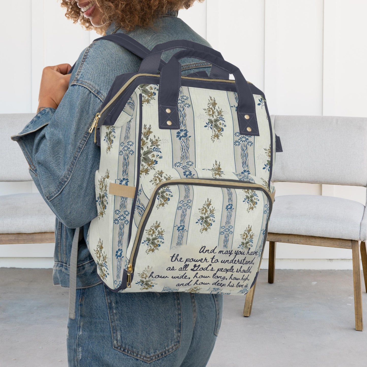 Floral Christian Baby Diaper Bag | Blessed Mom Tote