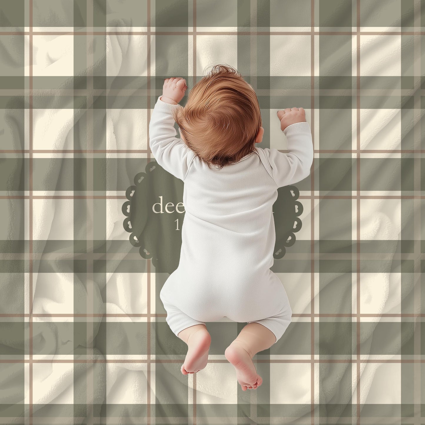 Deeply Loved Baby Blanket | 1 John 4:19 Scripture, Neutral Plaid | Newborn Swaddle Faith Inspired