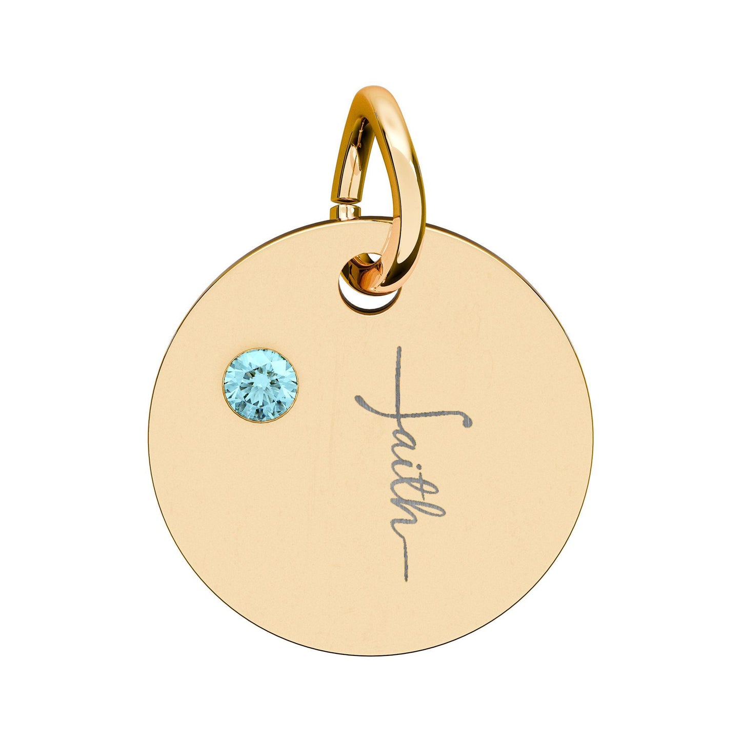 Faith Engraved Charm, Personalized Birthstone Option, Christian Jewelry Gift, Inspirational Keepsake for Her