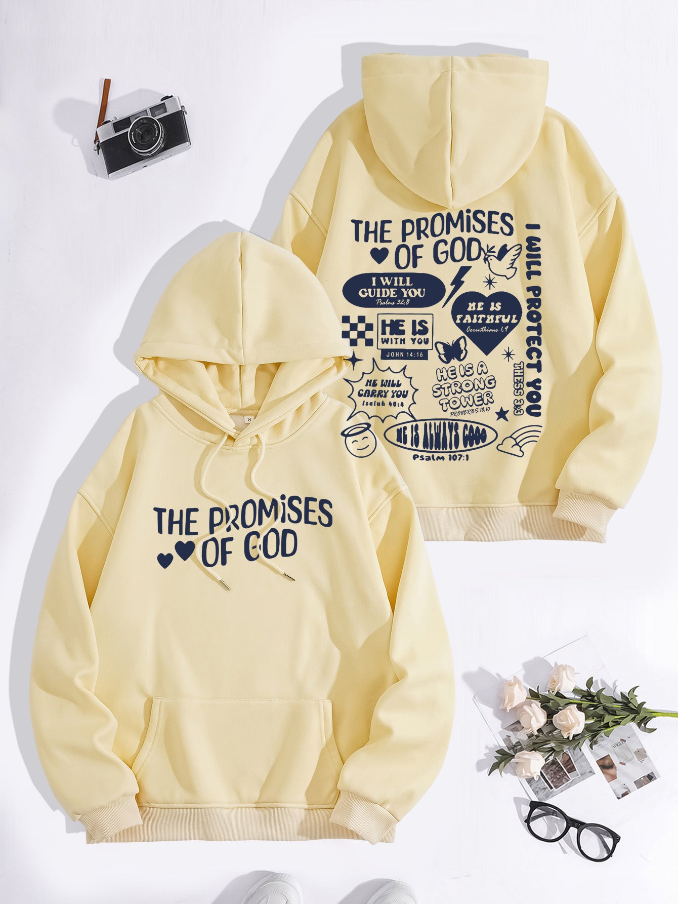 “Promises of God” Hoodie | Women’s Loose Fit Streetwear Pullover | Faith-Inspired Casual Wear