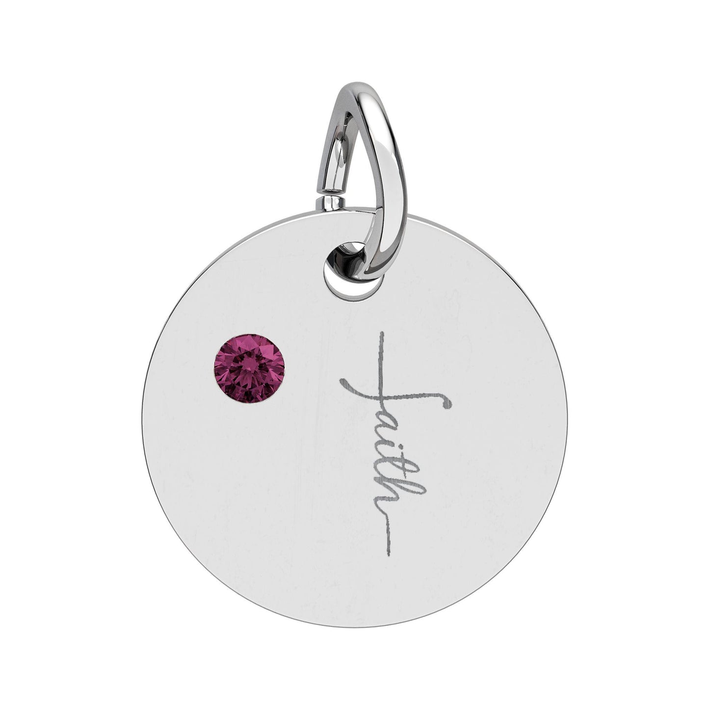 Faith Engraved Charm, Personalized Birthstone Option, Christian Jewelry Gift, Inspirational Keepsake for Her