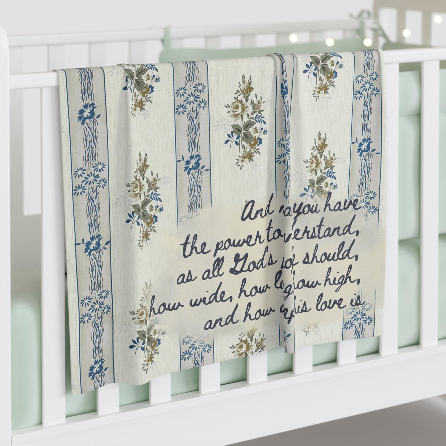 Floral Baby Swaddle Blanket | Ephesians 3:18 Christian Keepsake