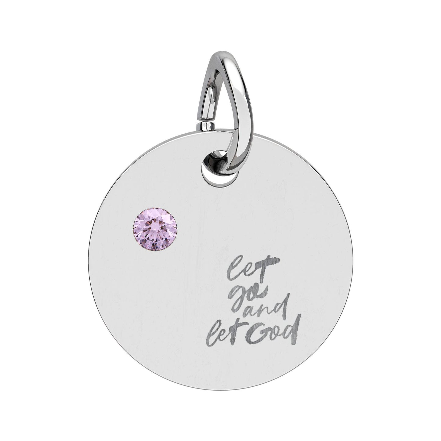 Engraved Christian Charm, Personalized Birthstone Pendant, Faith Gift