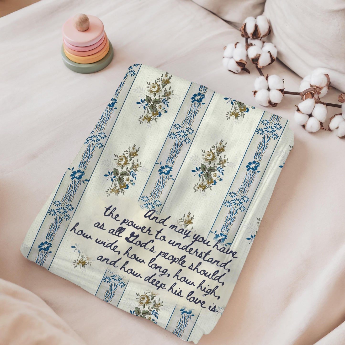 Floral Christian Baby Blanket | Ephesians 3:18-20 Nursery Decor