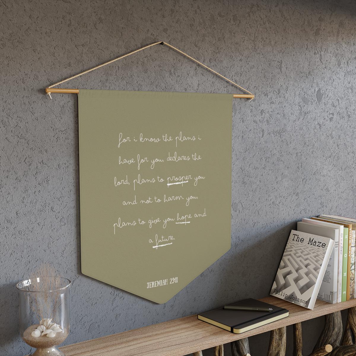 Jeremiah 29:11 Scriptural Pennant | Bible Verse Wall Banner | Customizable Pennant