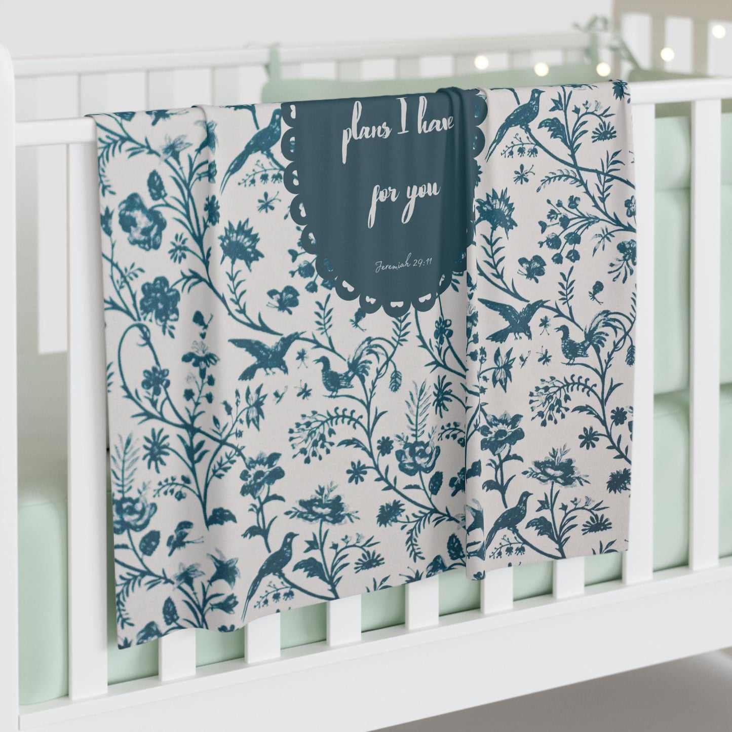 Jeremiah 29:11 Baby Swaddle | Vintage Botanical Medallion, Christian Newborn Keepsake