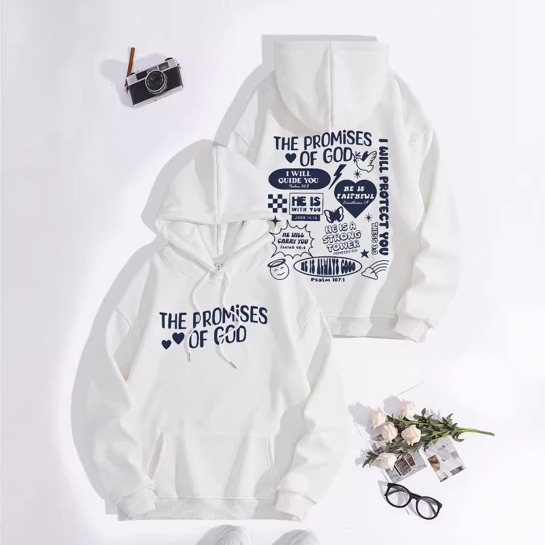 “Promises of God” Hoodie | Women’s Loose Fit Streetwear Pullover | Faith-Inspired Casual Wear