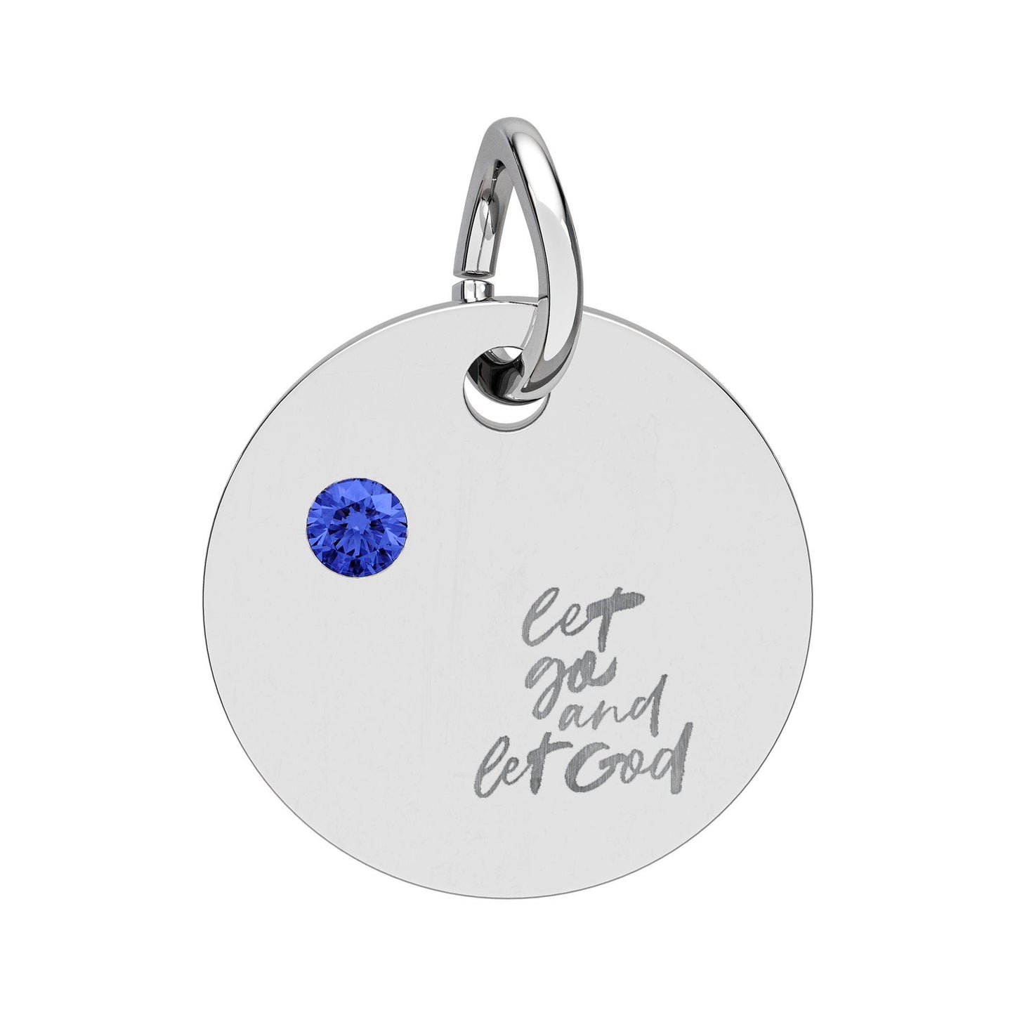 Engraved Christian Charm, Personalized Birthstone Pendant, Faith Gift