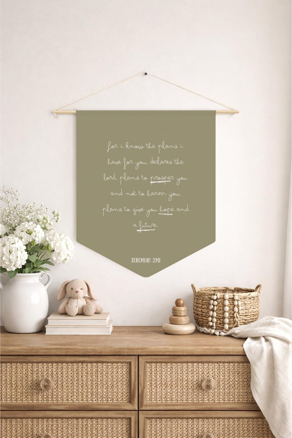 Jeremiah 29:11 Scriptural Pennant | Bible Verse Wall Banner | Customizable Pennant