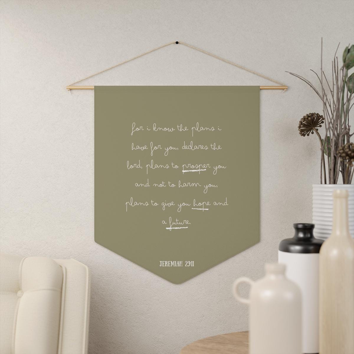 Jeremiah 29:11 Scriptural Pennant | Bible Verse Wall Banner | Customizable Pennant