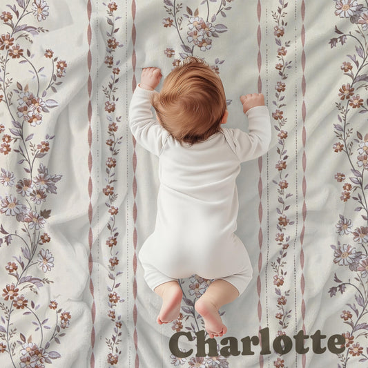 Name Baby Swaddle Blanket | Floral Scripture Newborn | Heirloom Style Keepsake | Boho Vintage Nursery Decor