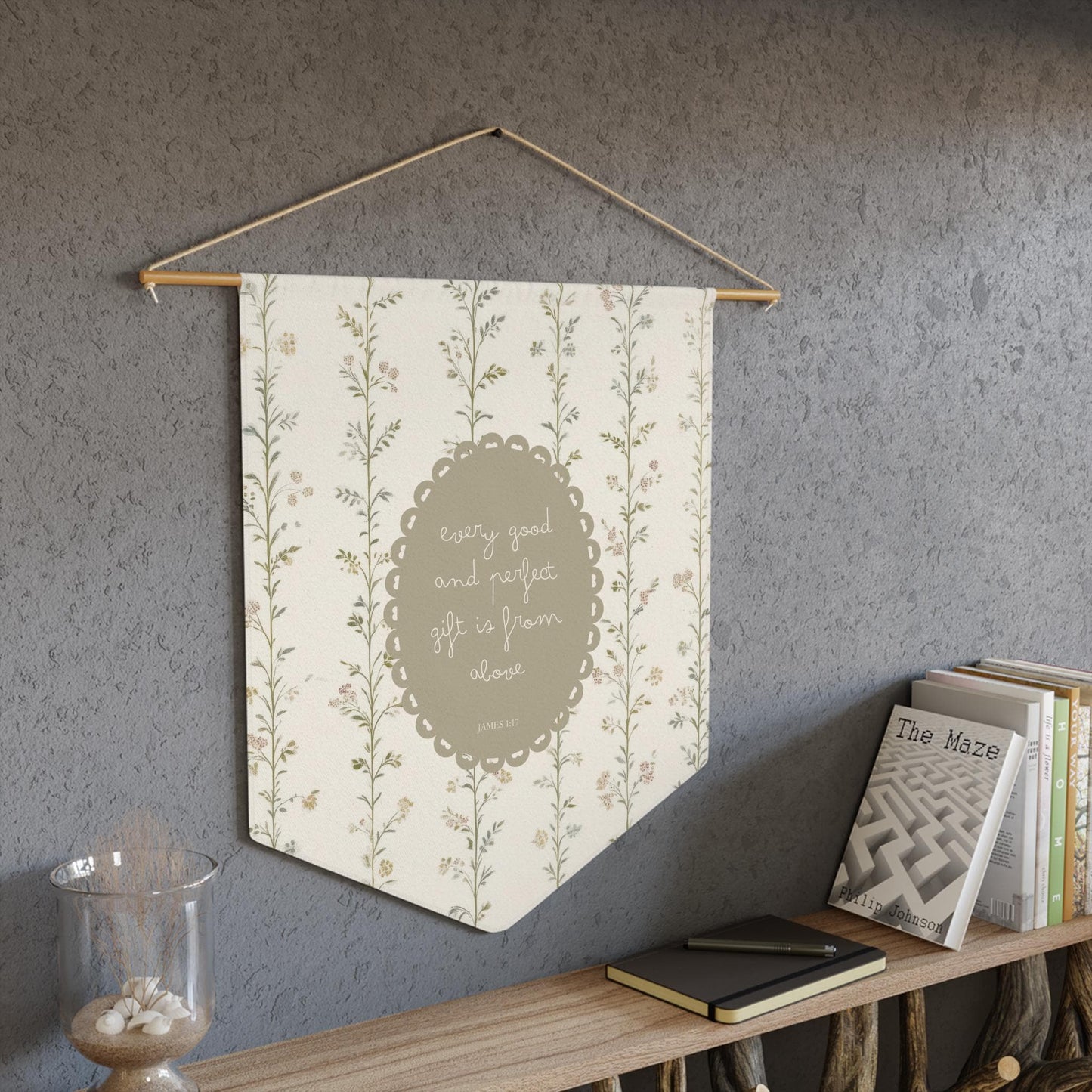 Christian Scripture Pennant | Faith Based Wall Banner | Bible Verse Decor | Modern Christian Home
