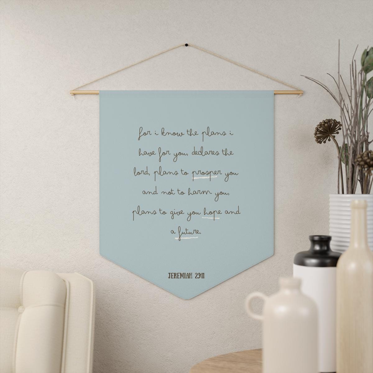 Jeremiah 29:11 Scriptural Pennant | Bible Verse Wall Banner | Customizable Pennant