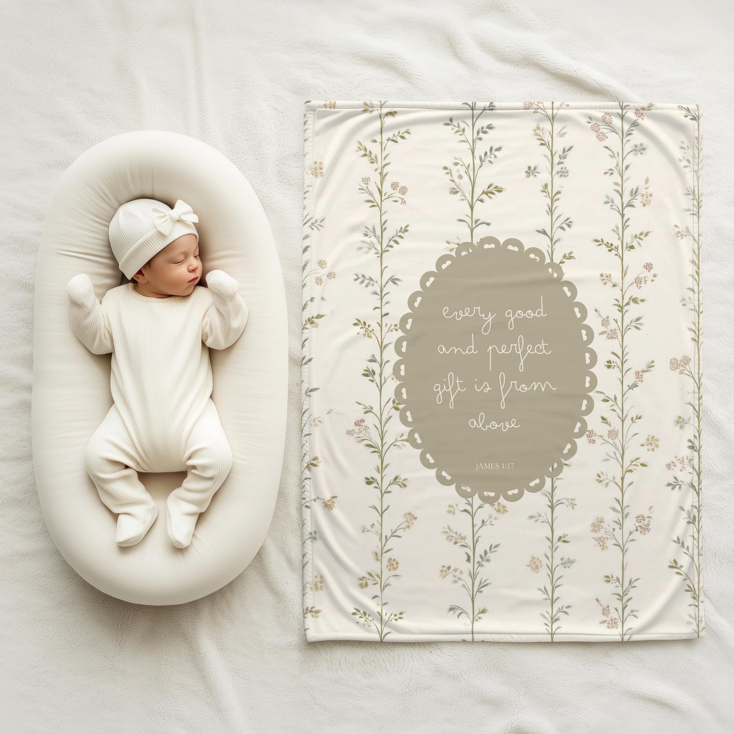 Floral Baby Swaddle Blanket | Vintage Botanical, Scripture Medallion
