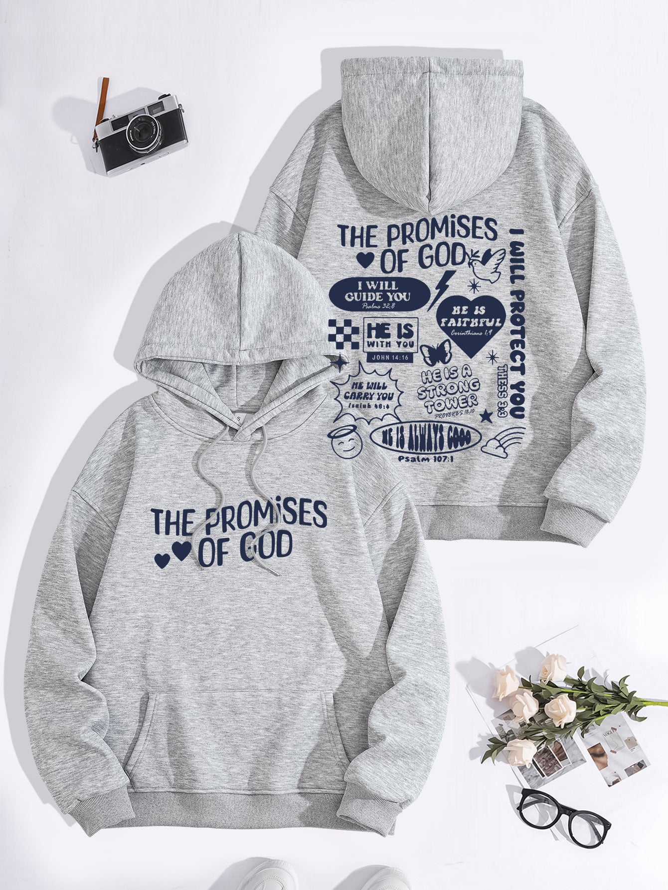 “Promises of God” Hoodie | Women’s Loose Fit Streetwear Pullover | Faith-Inspired Casual Wear
