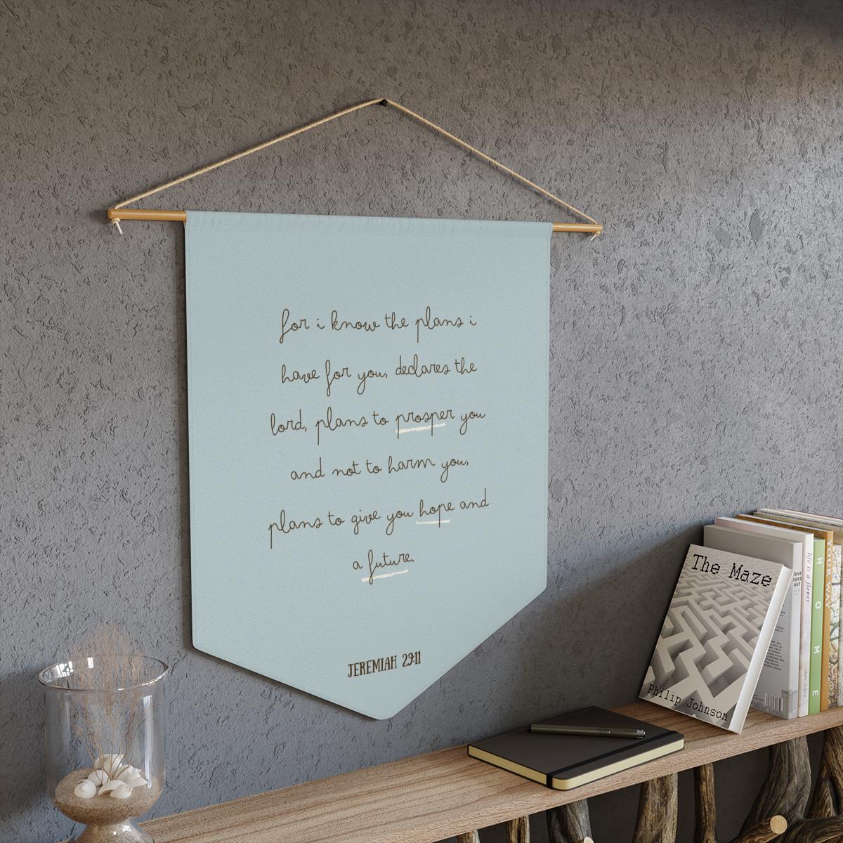 Jeremiah 29:11 Scriptural Pennant | Bible Verse Wall Banner | Customizable Pennant
