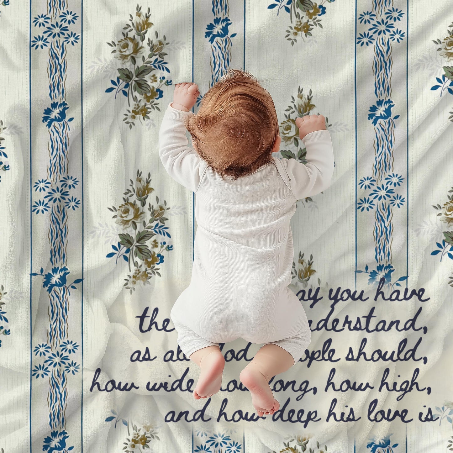 Floral Christian Baby Blanket | Ephesians 3:18-20 Nursery Decor