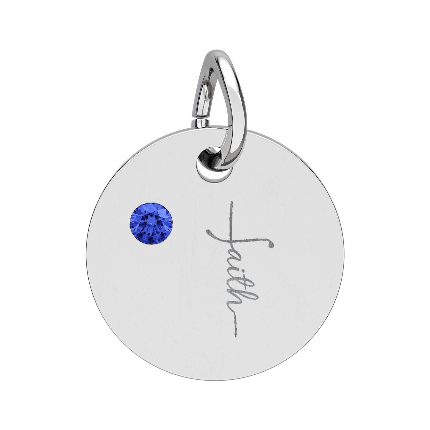 Faith Engraved Charm, Personalized Birthstone Option, Christian Jewelry Gift, Inspirational Keepsake for Her