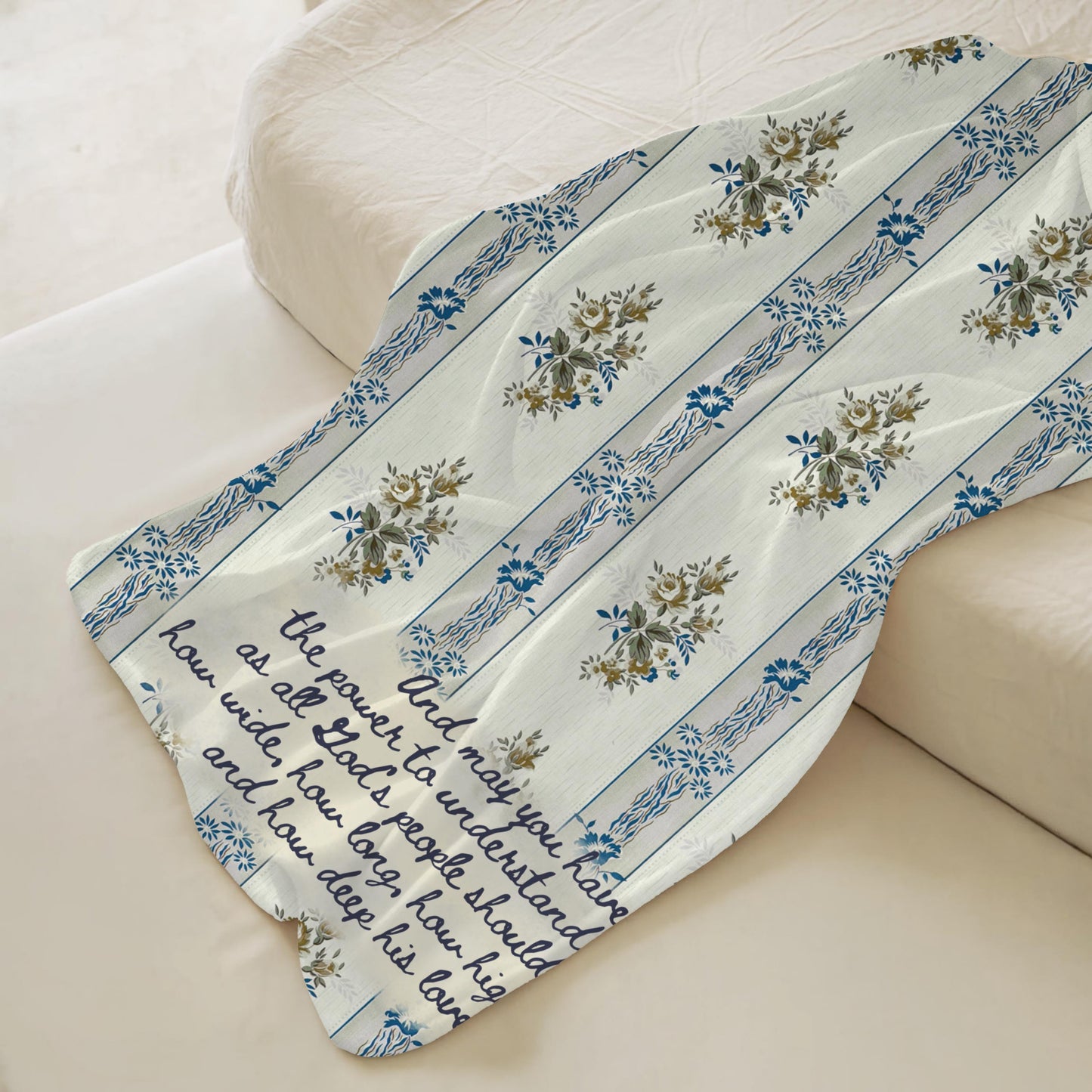 Floral Baby Swaddle Blanket | Ephesians 3:18 Christian Keepsake