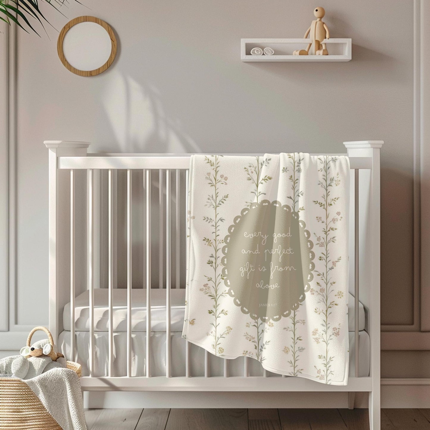 Floral Baby Swaddle Blanket | Vintage Botanical, Scripture Medallion