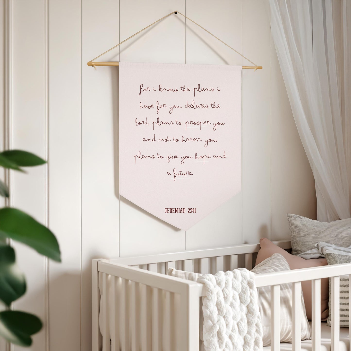Jeremiah 29:11 Scriptural Pennant | Bible Verse Wall Banner | Customizable Pennant