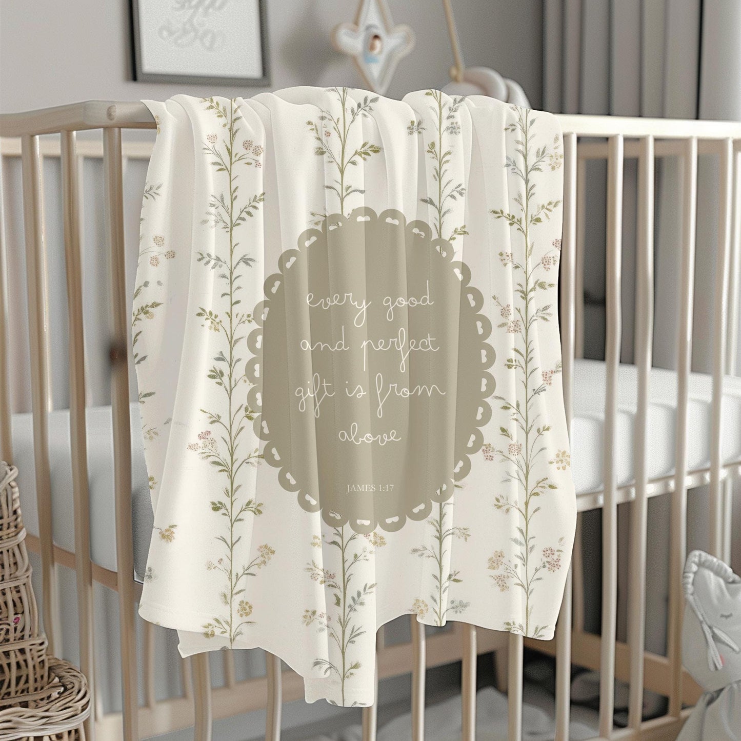 Floral Baby Swaddle Blanket | Vintage Botanical, Scripture Medallion