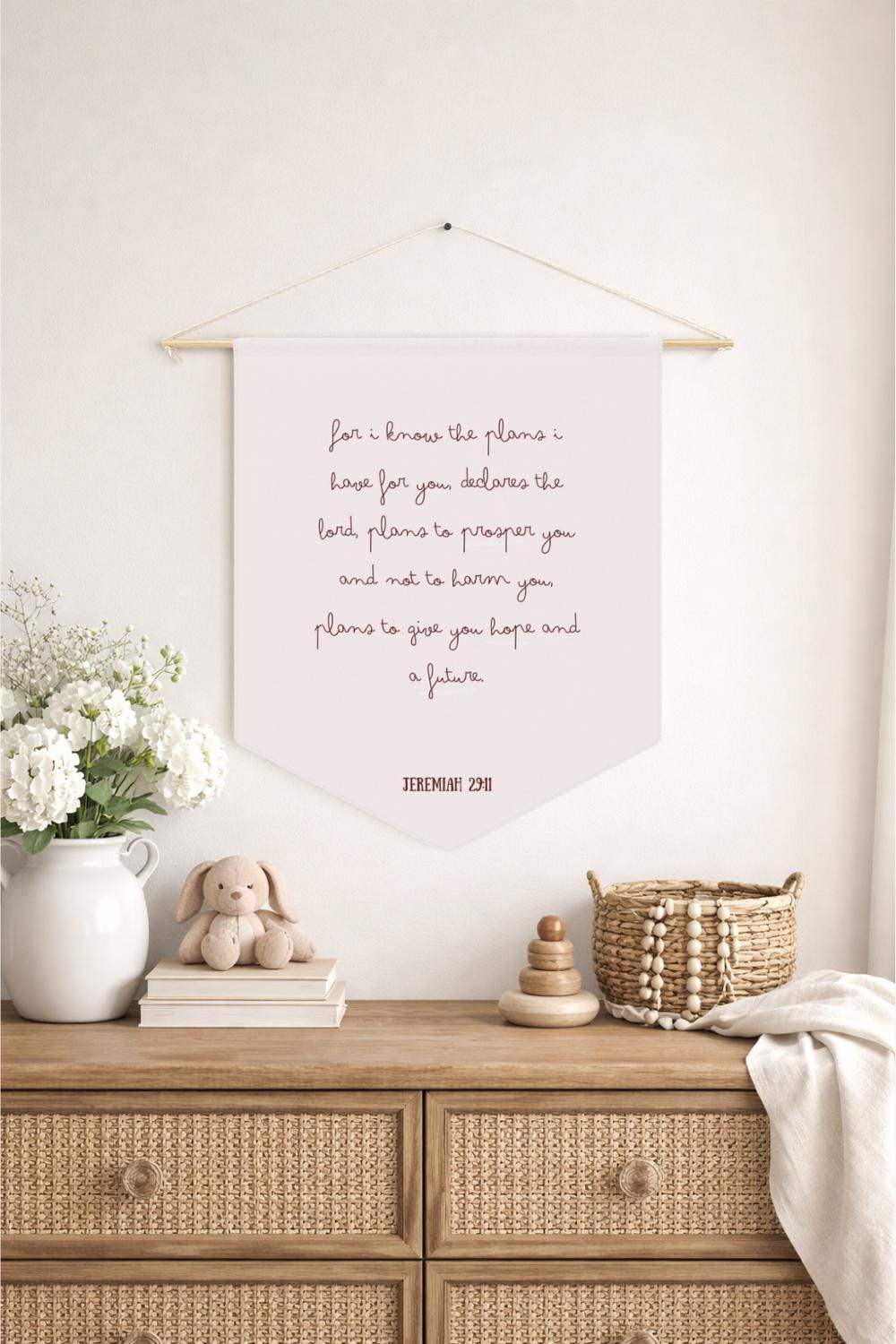 Jeremiah 29:11 Scriptural Pennant | Bible Verse Wall Banner | Customizable Pennant