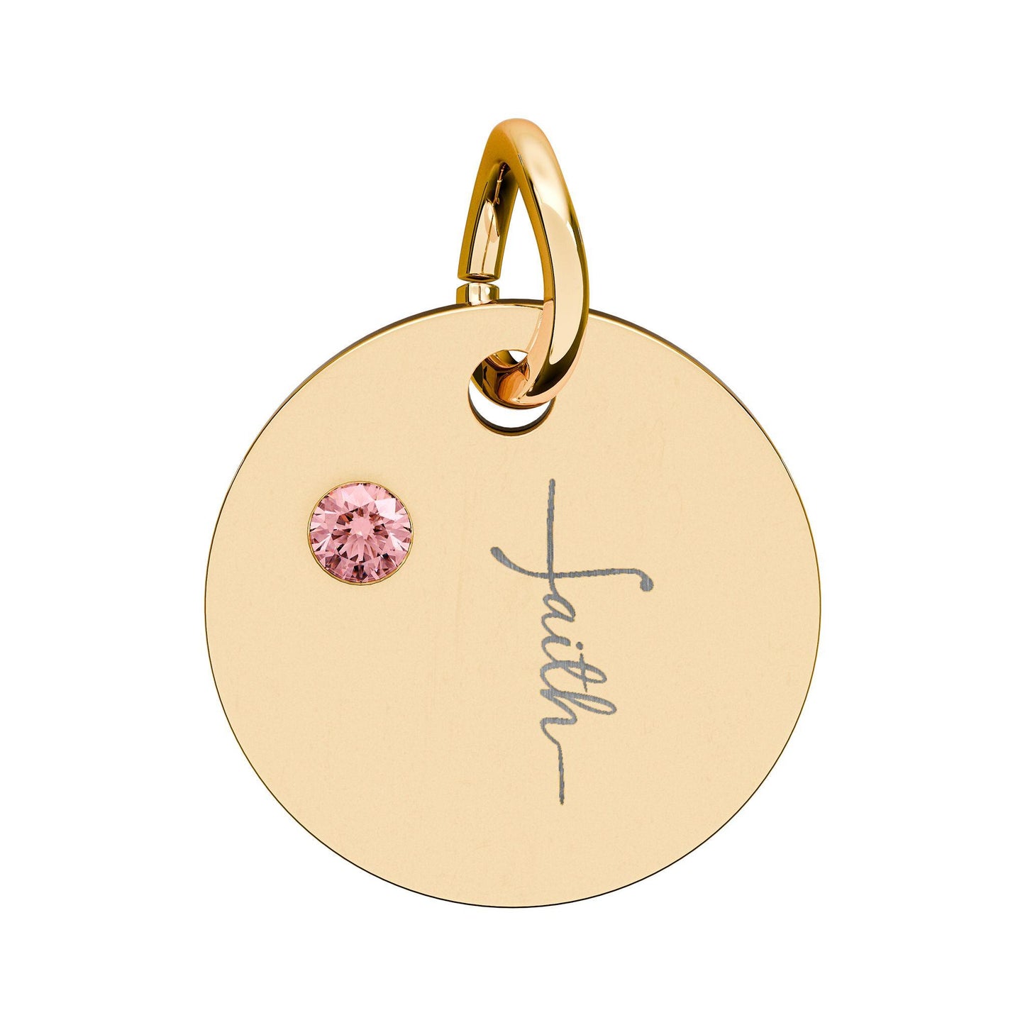 Faith Engraved Charm, Personalized Birthstone Option, Christian Jewelry Gift, Inspirational Keepsake for Her