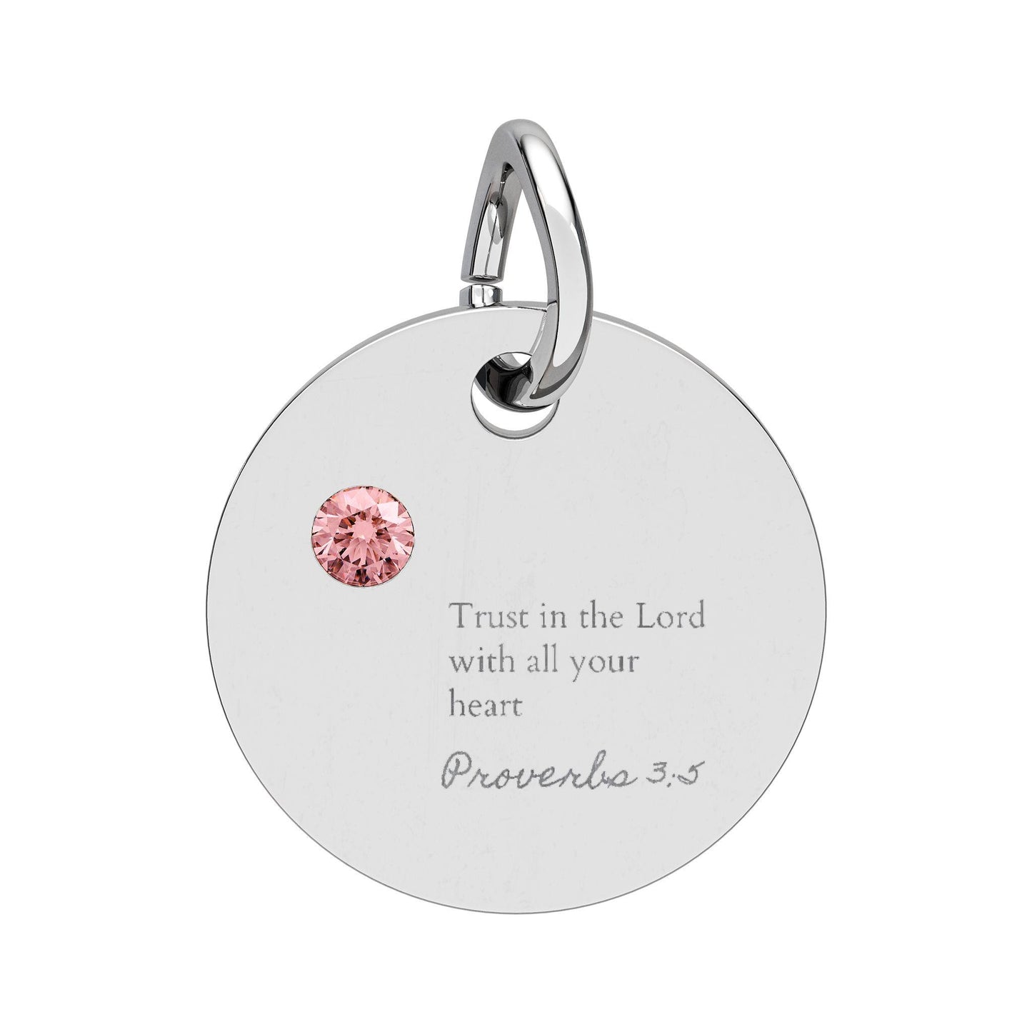 Engraved Bible Verse Charm, Birthstone Pendant, Personalized Christian Gift