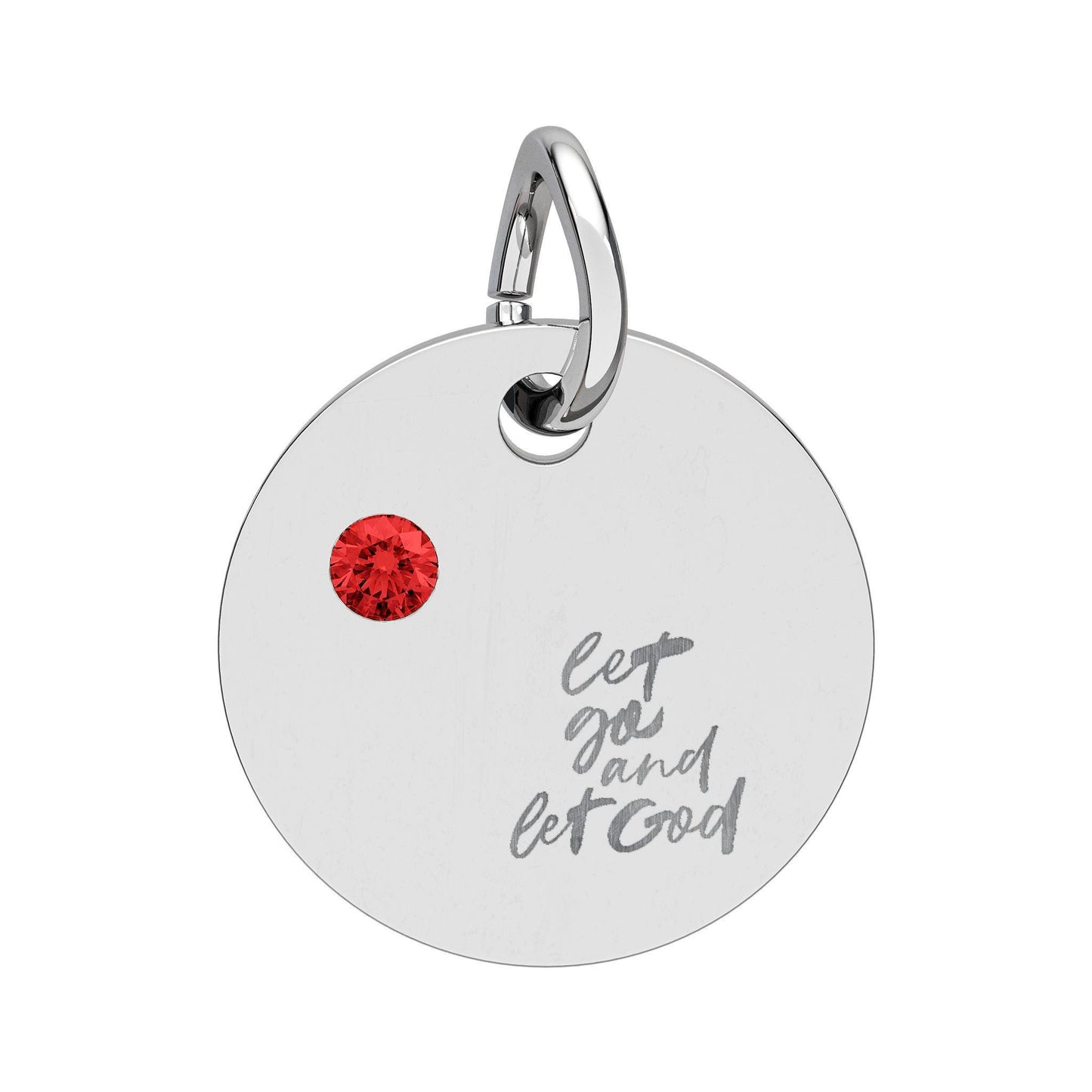 Engraved Christian Charm, Personalized Birthstone Pendant, Faith Gift