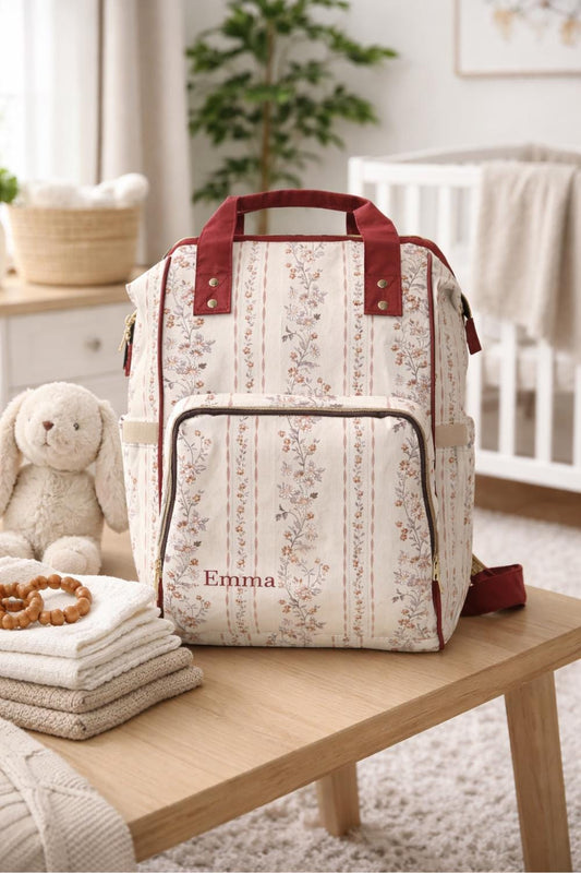 Personalized Floral Diaper Backpack | 1200D Nylon Mom Tote