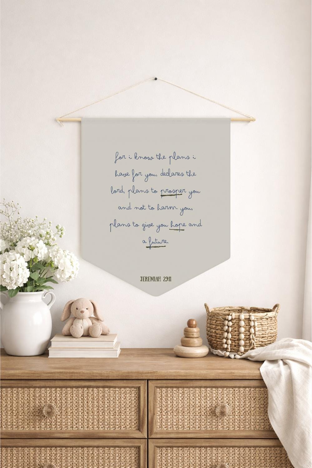 Jeremiah 29:11 Scriptural Pennant | Bible Verse Wall Banner | Customizable Pennant