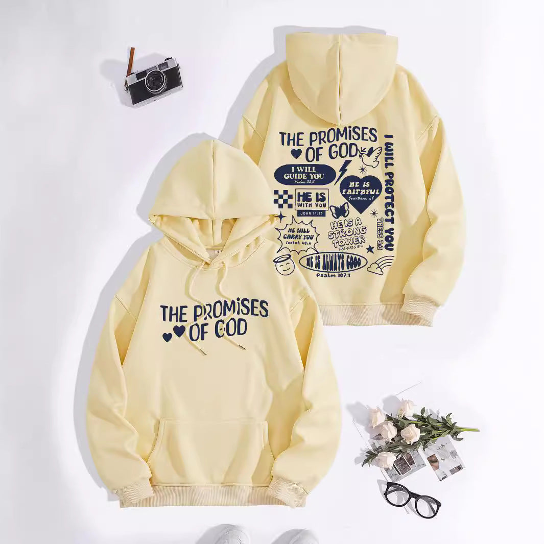 “Promises of God” Hoodie | Women’s Loose Fit Streetwear Pullover | Faith-Inspired Casual Wear