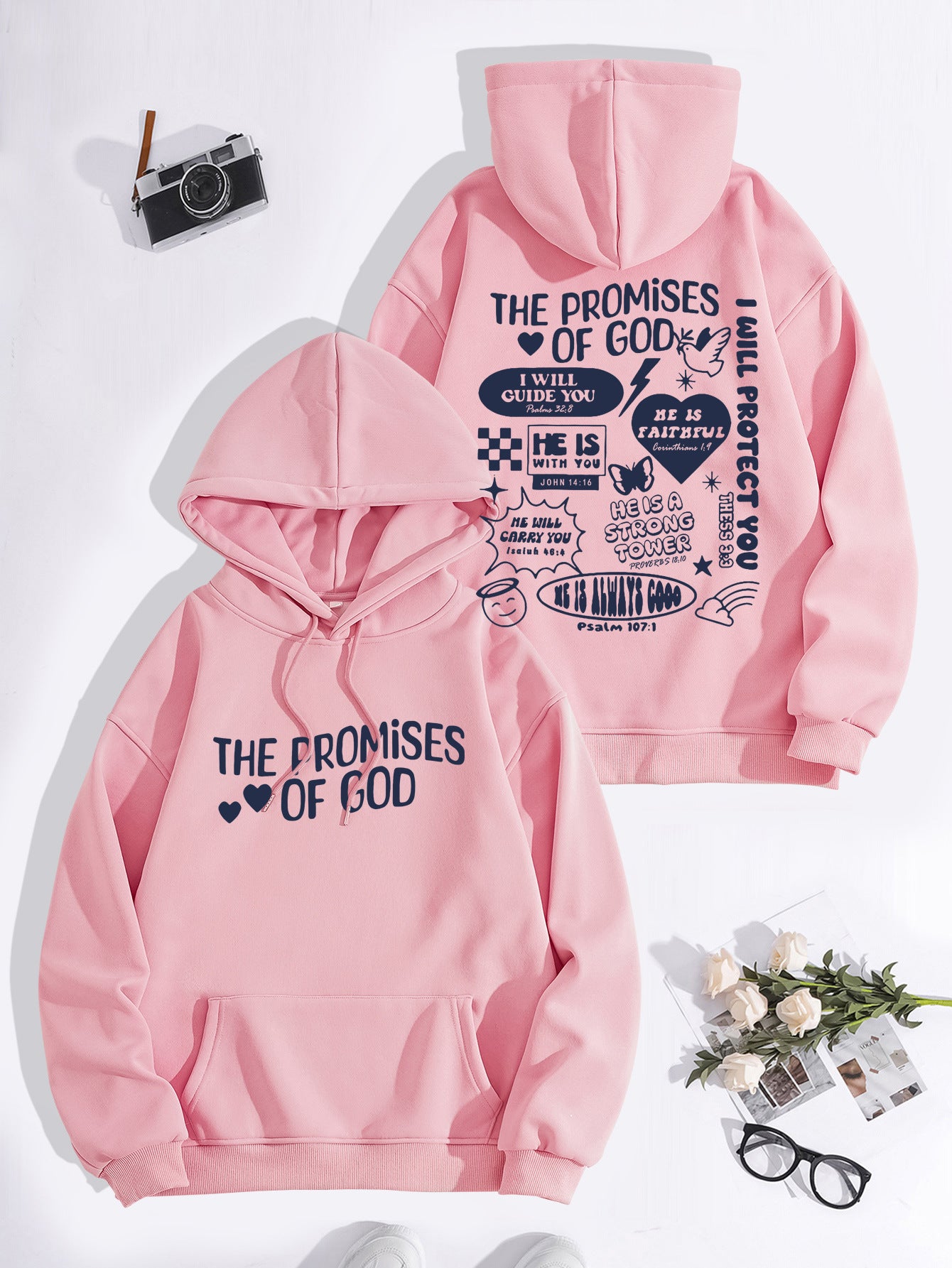 “Promises of God” Hoodie | Women’s Loose Fit Streetwear Pullover | Faith-Inspired Casual Wear