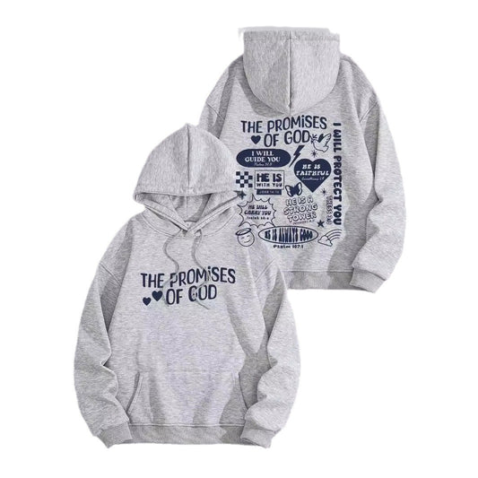 “Promises of God” Hoodie | Women’s Loose Fit Streetwear Pullover | Faith-Inspired Casual Wear