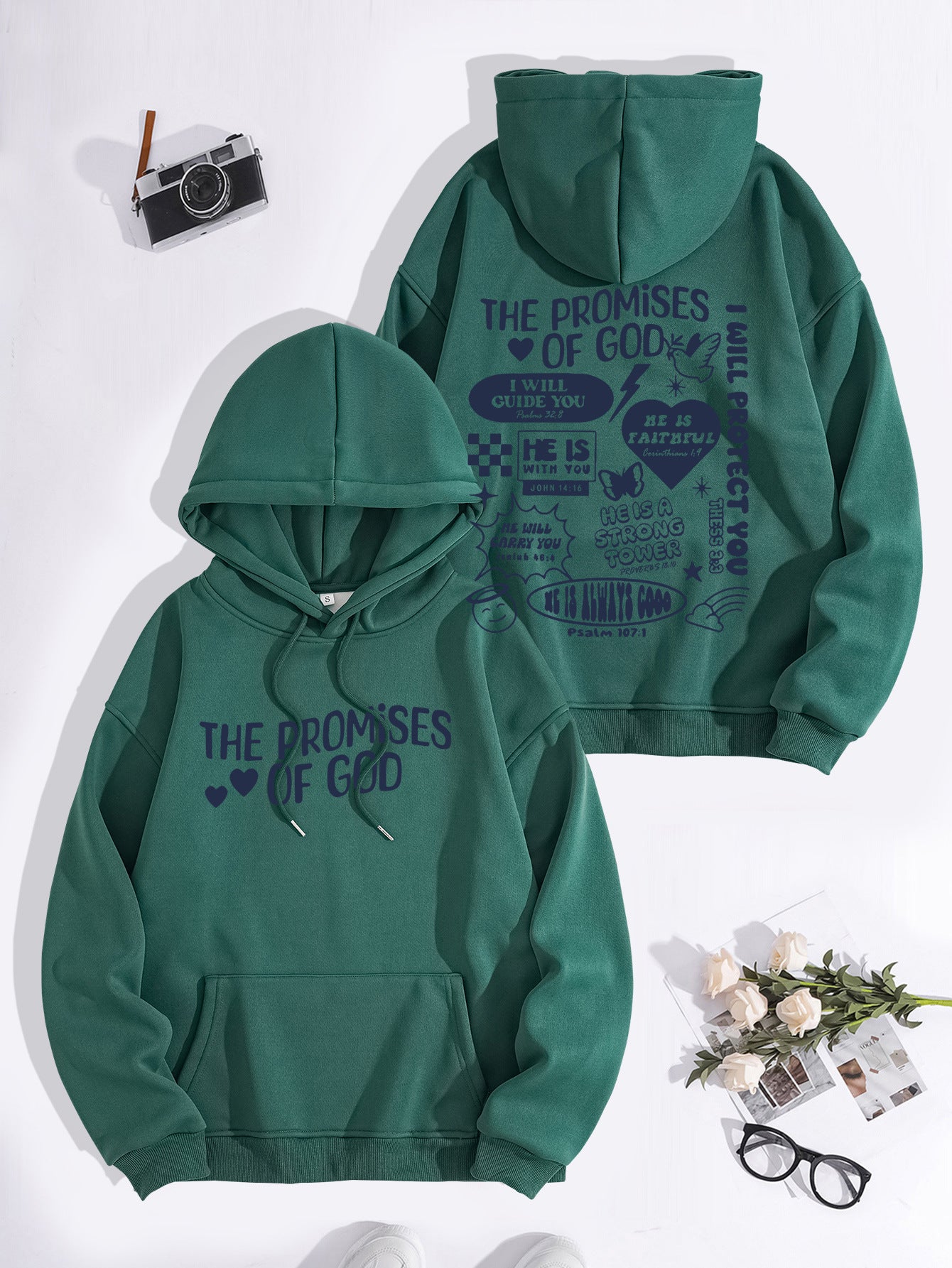 “Promises of God” Hoodie | Women’s Loose Fit Streetwear Pullover | Faith-Inspired Casual Wear