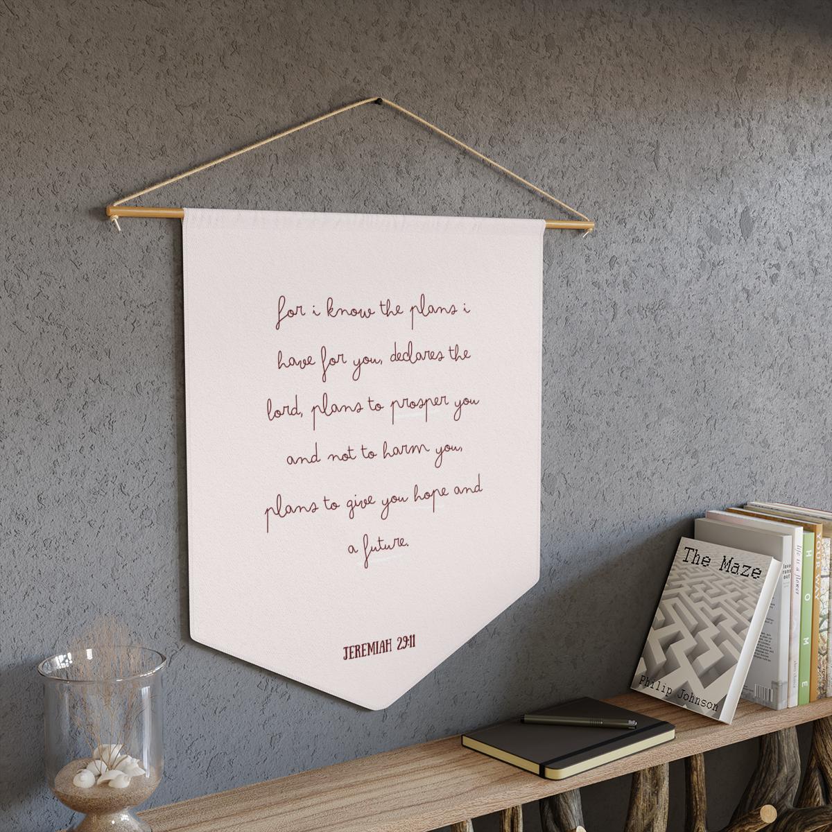 Jeremiah 29:11 Scriptural Pennant | Bible Verse Wall Banner | Customizable Pennant