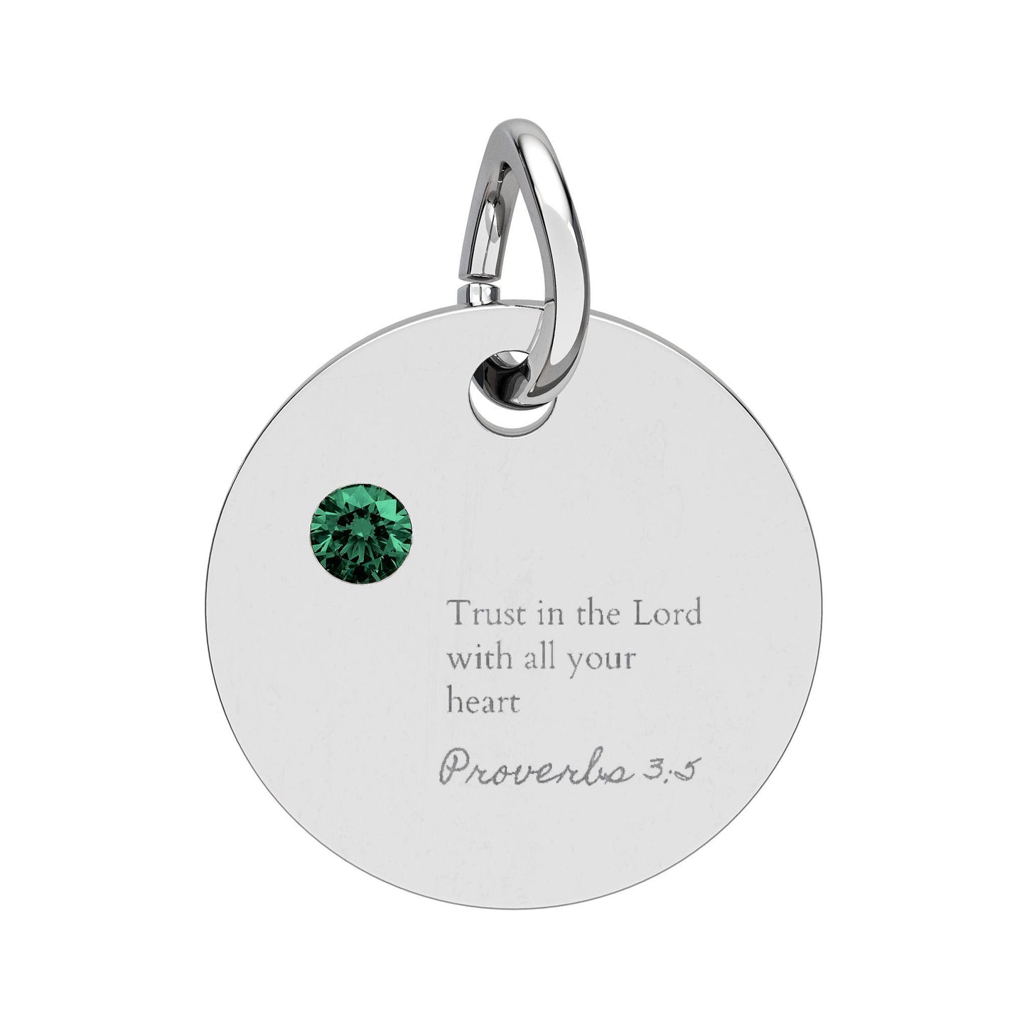 Engraved Bible Verse Charm, Birthstone Pendant, Personalized Christian Gift