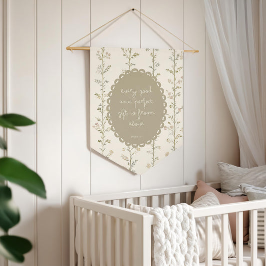 Christian Scripture Pennant | Faith Based Wall Banner | Bible Verse Decor | Modern Christian Home