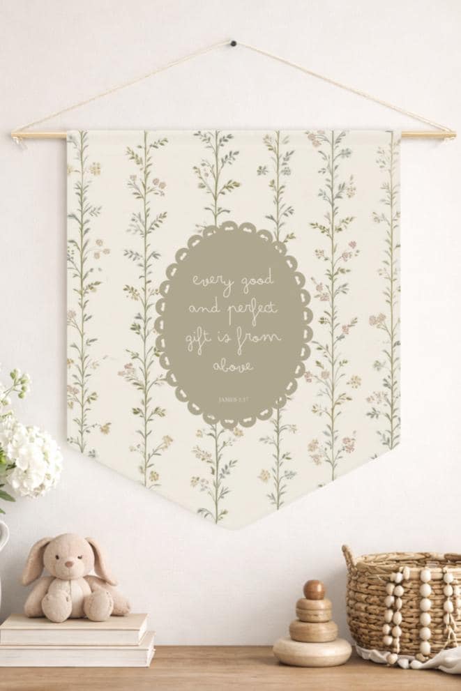 Christian Scripture Pennant | Faith Based Wall Banner | Bible Verse Decor | Modern Christian Home