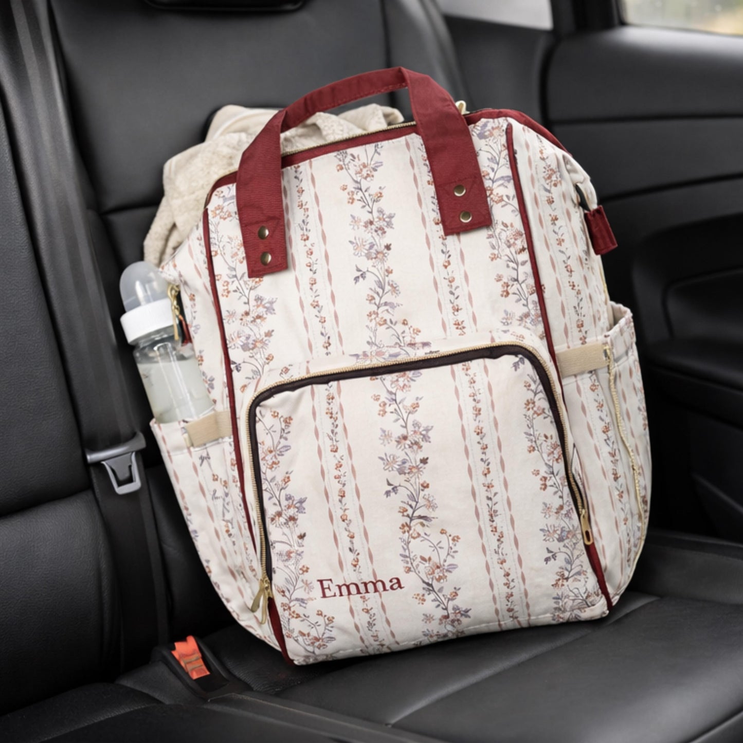 Personalized Floral Diaper Backpack | 1200D Nylon Mom Tote