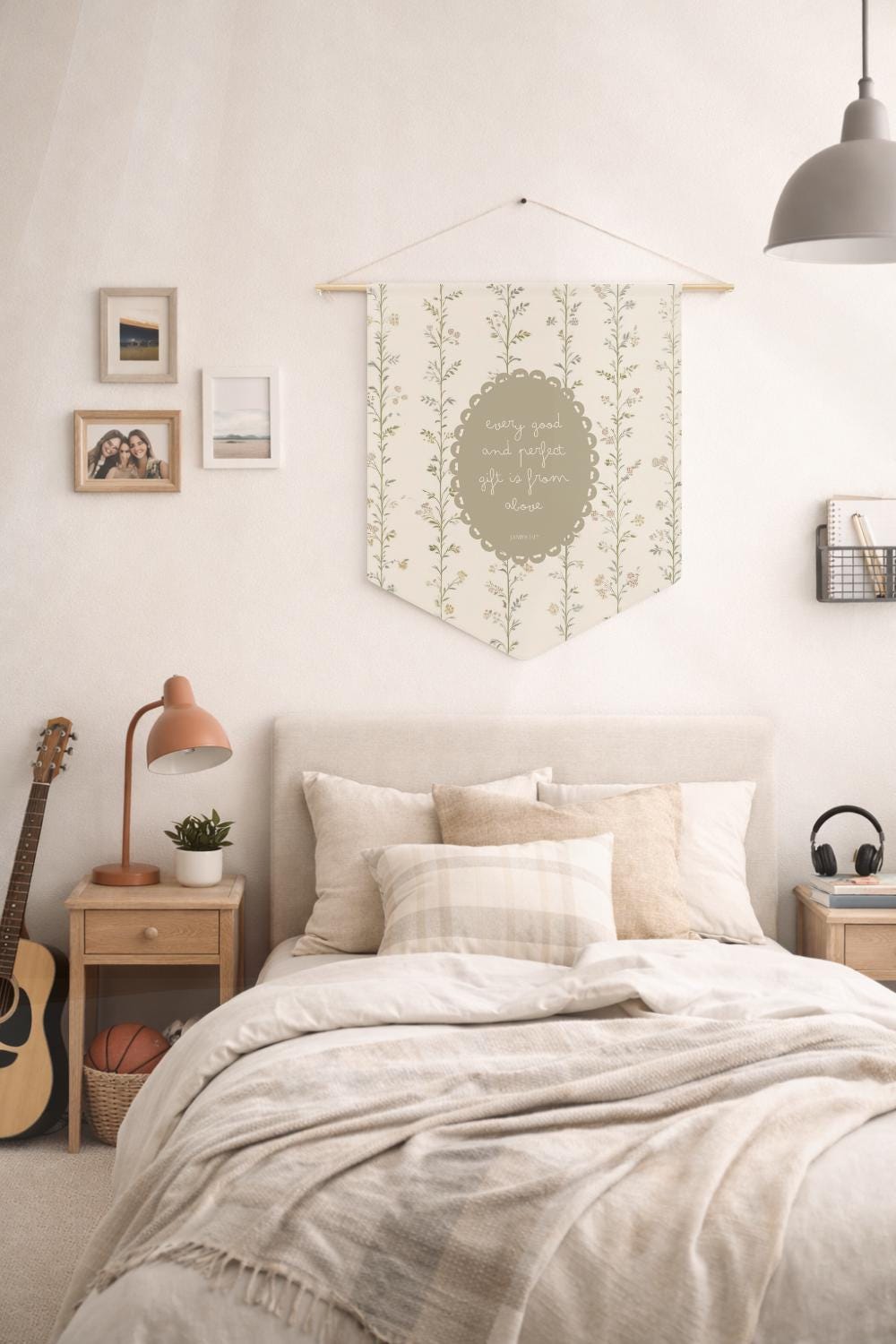 Christian Scripture Pennant | Faith Based Wall Banner | Bible Verse Decor | Modern Christian Home