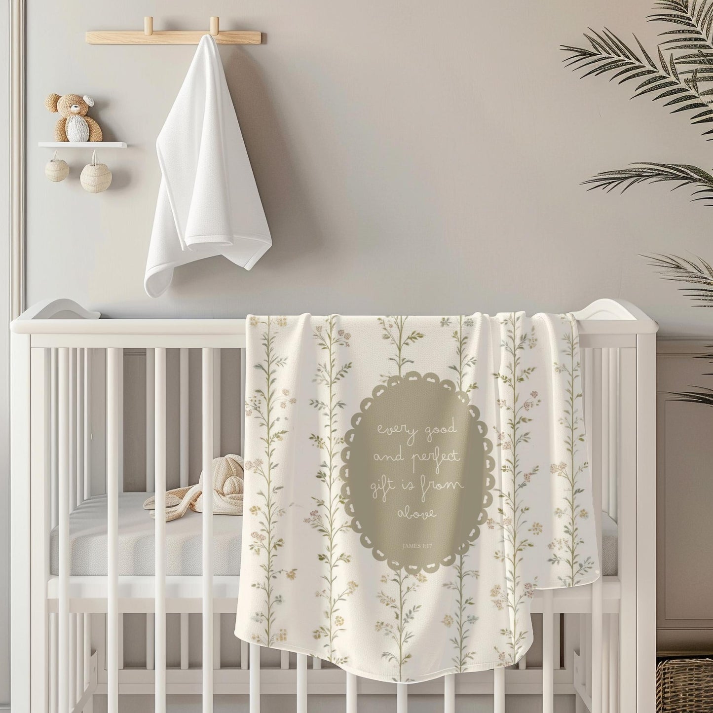 Floral Baby Swaddle Blanket | Vintage Botanical, Scripture Medallion