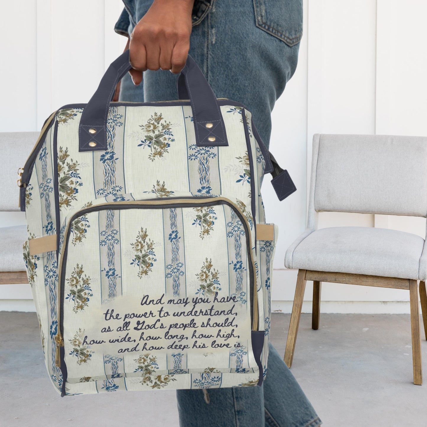 Floral Christian Baby Diaper Bag | Blessed Mom Tote
