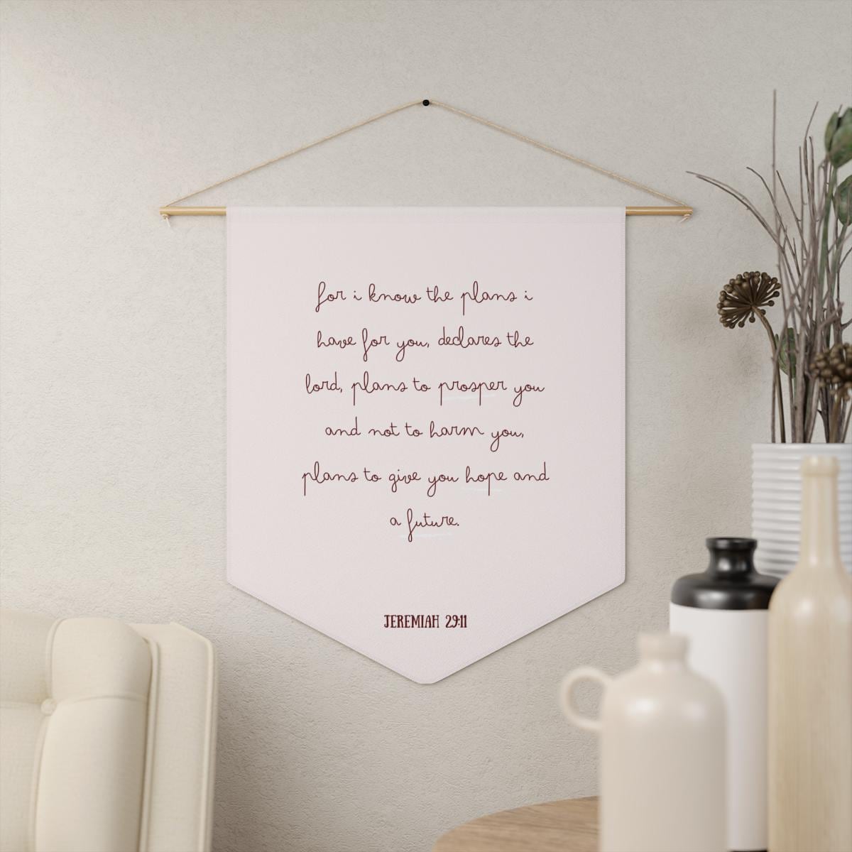 Jeremiah 29:11 Scriptural Pennant | Bible Verse Wall Banner | Customizable Pennant