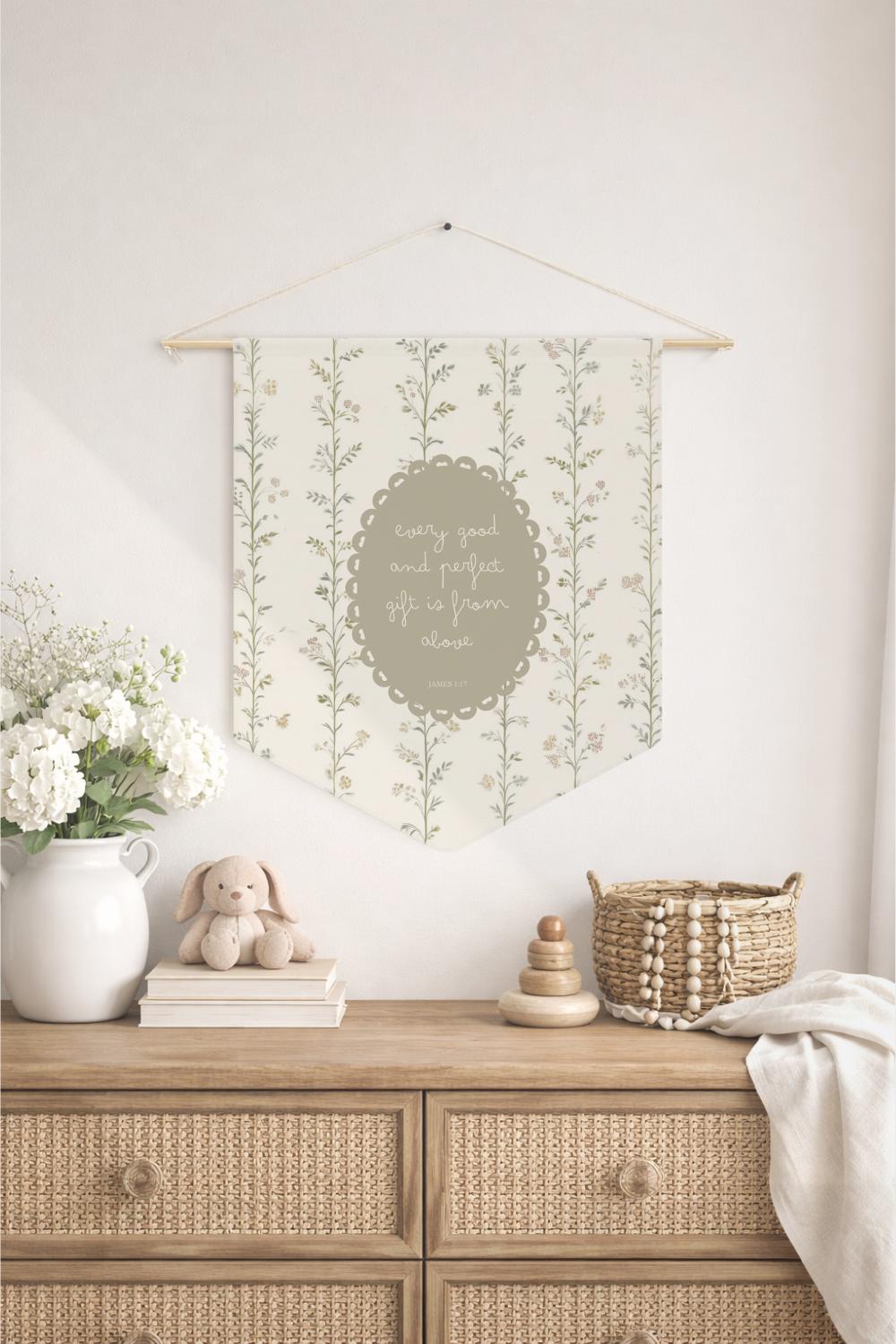 Christian Scripture Pennant | Faith Based Wall Banner | Bible Verse Decor | Modern Christian Home