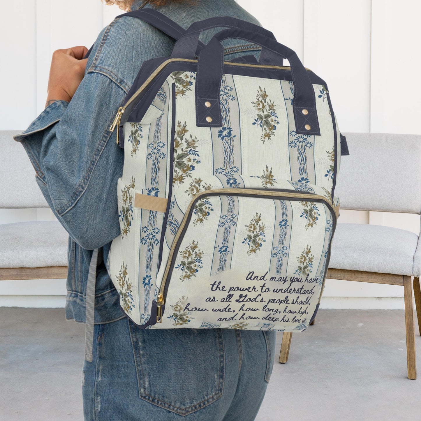 Floral Christian Baby Diaper Bag | Blessed Mom Tote