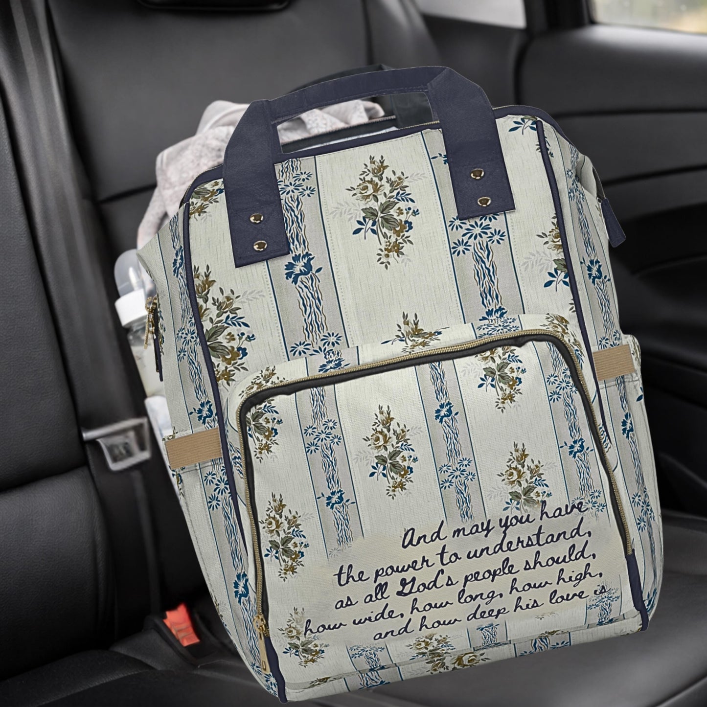 Floral Christian Baby Diaper Bag | Blessed Mom Tote